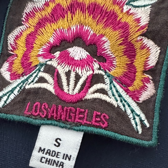 Johnny Was Embroidered Navy Blue Velvet Top small - Picture 2 of 5